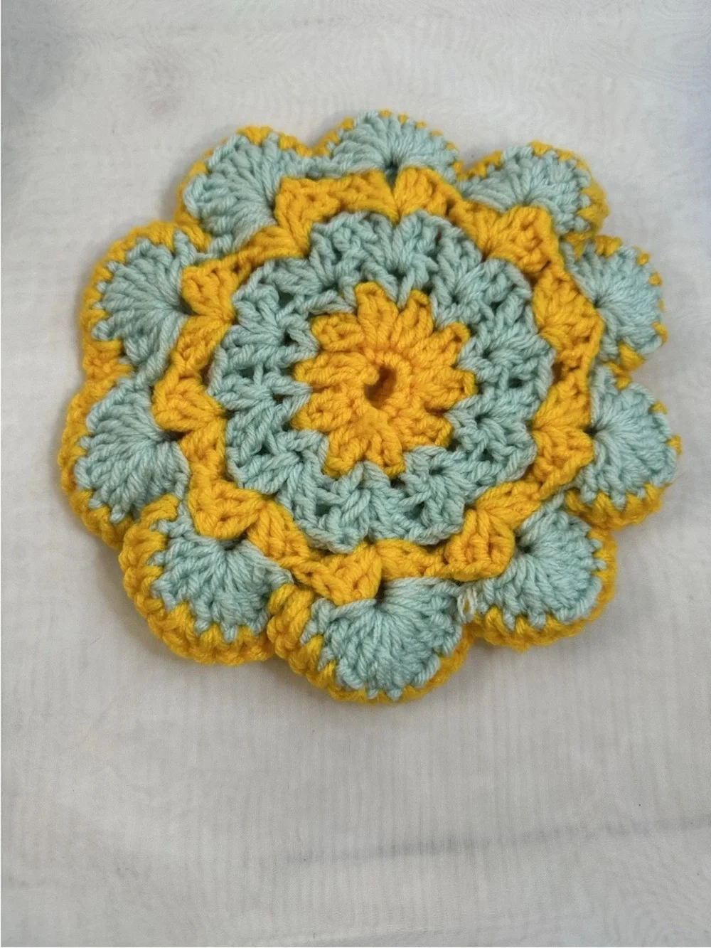 Crocheted Granny doilies  hand stitched  bright colors nice handiwork Set Of 5
